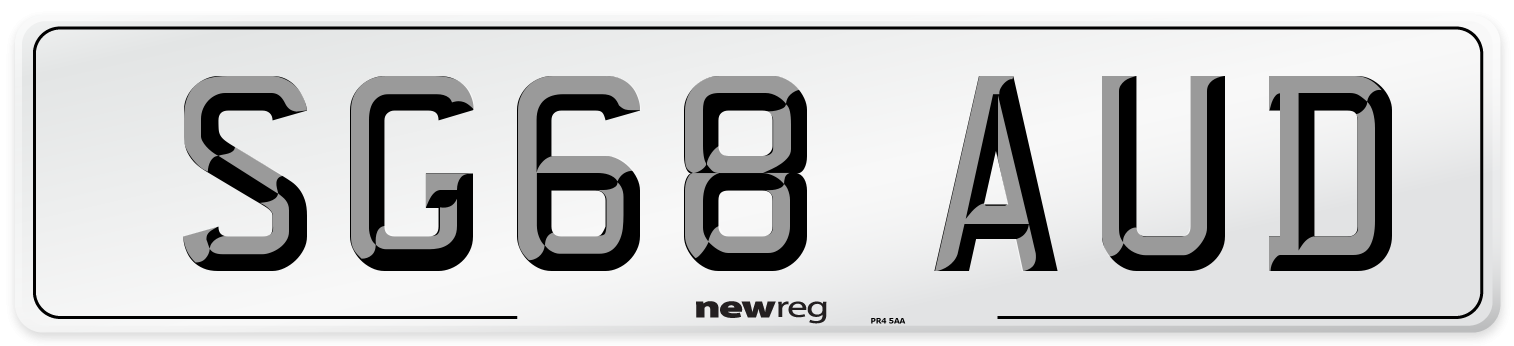 SG68 AUD Number Plate from New Reg